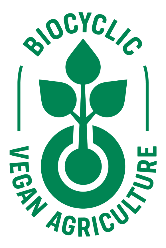 Biocyclic Vegan logo on our bottles